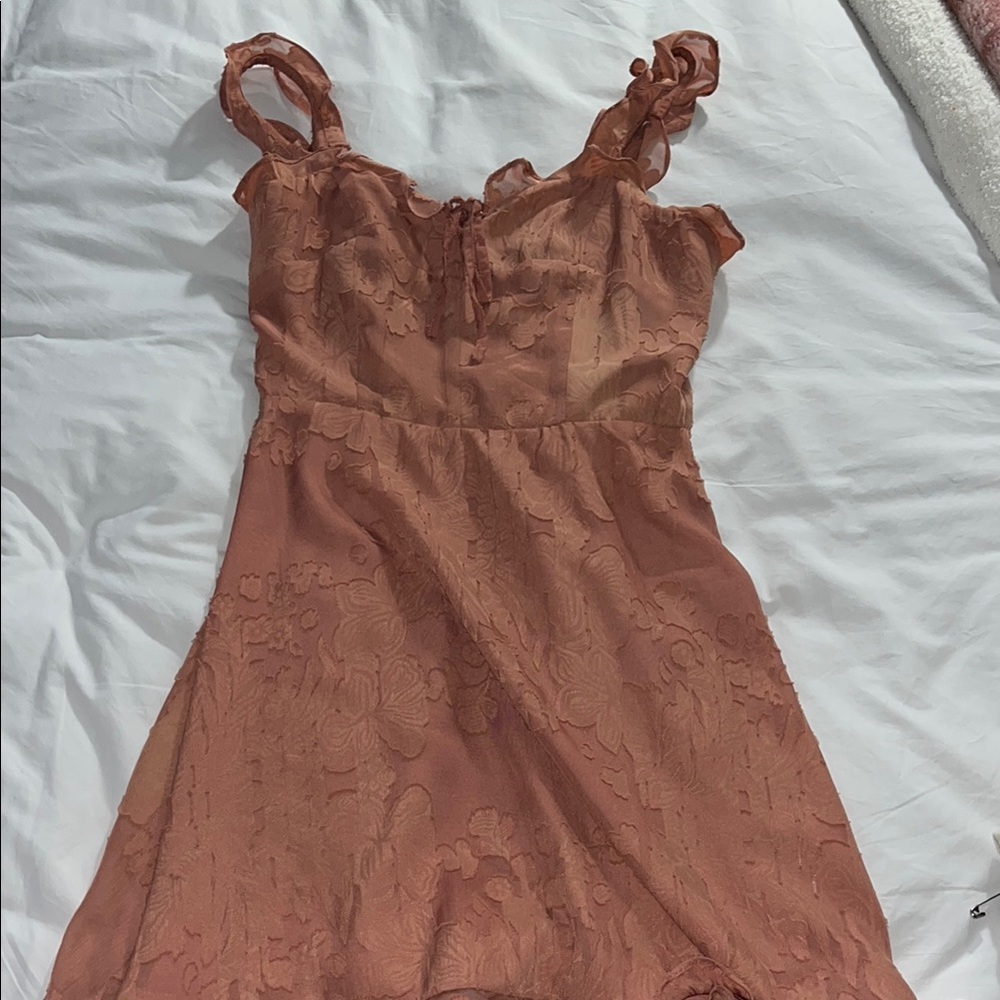 Elegant Floral Lace Dress in Rust
